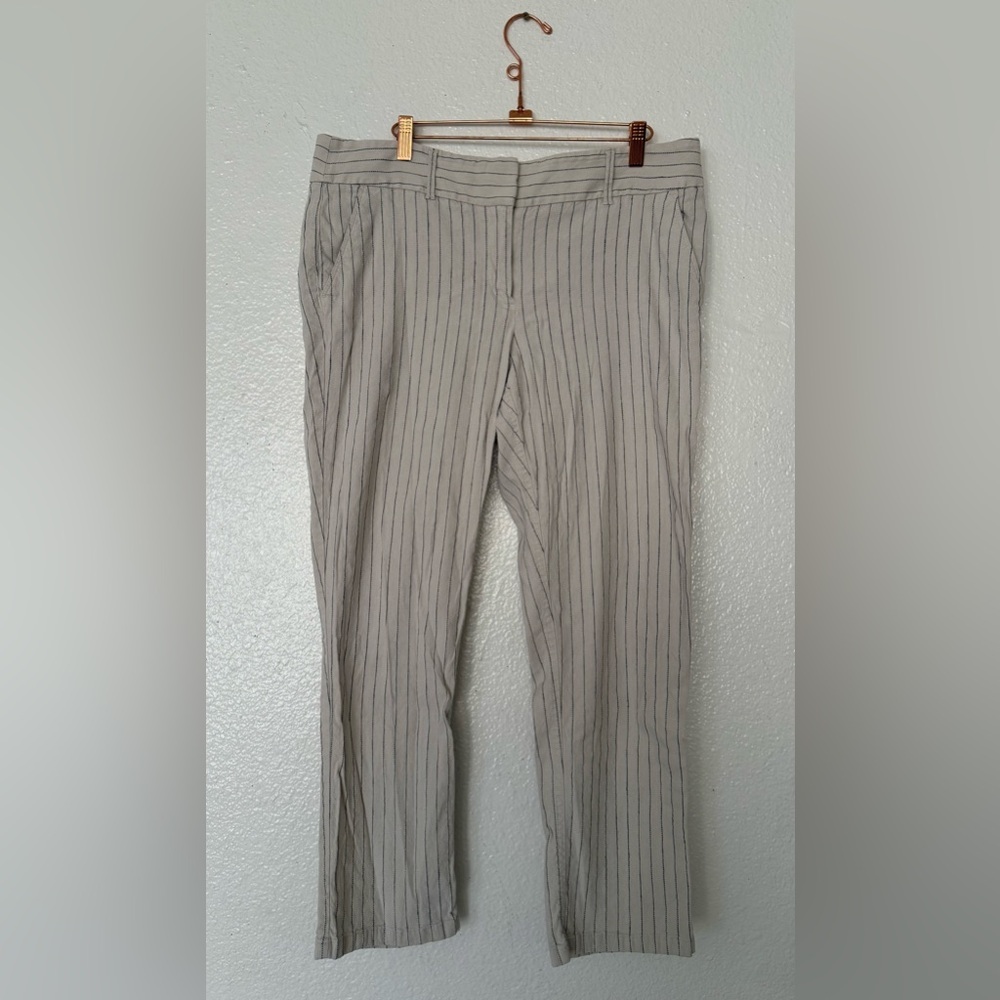 LOFT beige  Dress Pants with Subtle Pinstripes Women’s Size 12
